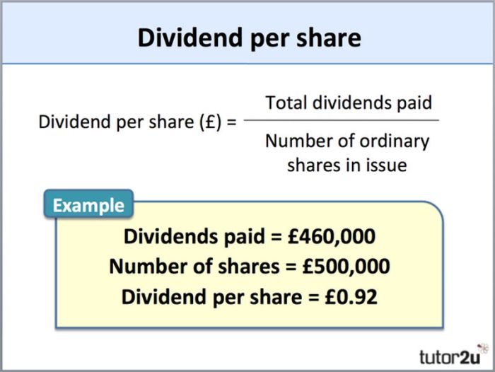 Dividend yield calculate stock company per share price thus