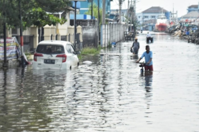 Acara tahun baru di banjir kanal semarang