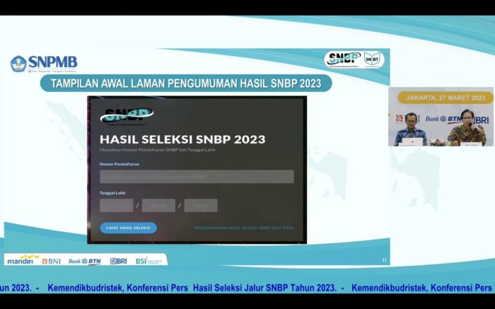 Cara melihat hasil seleksi SNBP dan jalur masuk lainnya