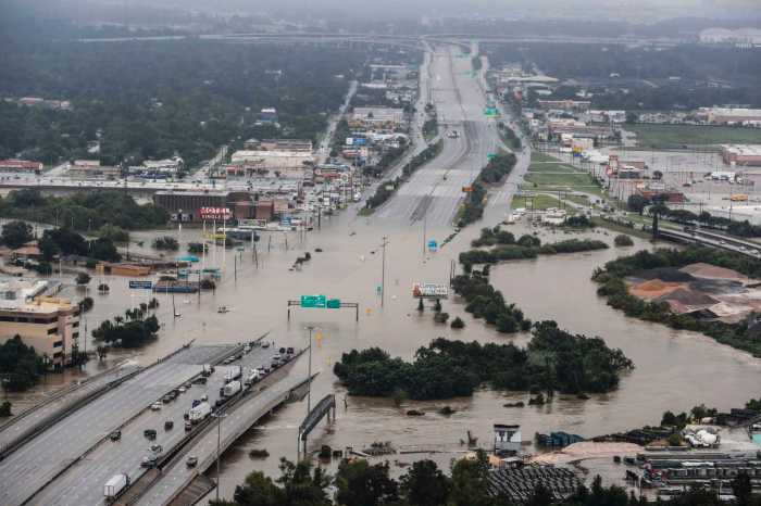 Flooded city stock